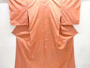 ねじり花模様織り出し手織り紬着物